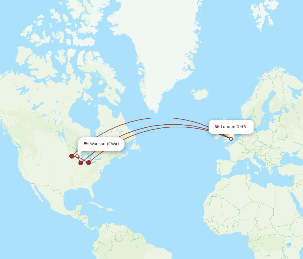 LHR-CWA flight routes