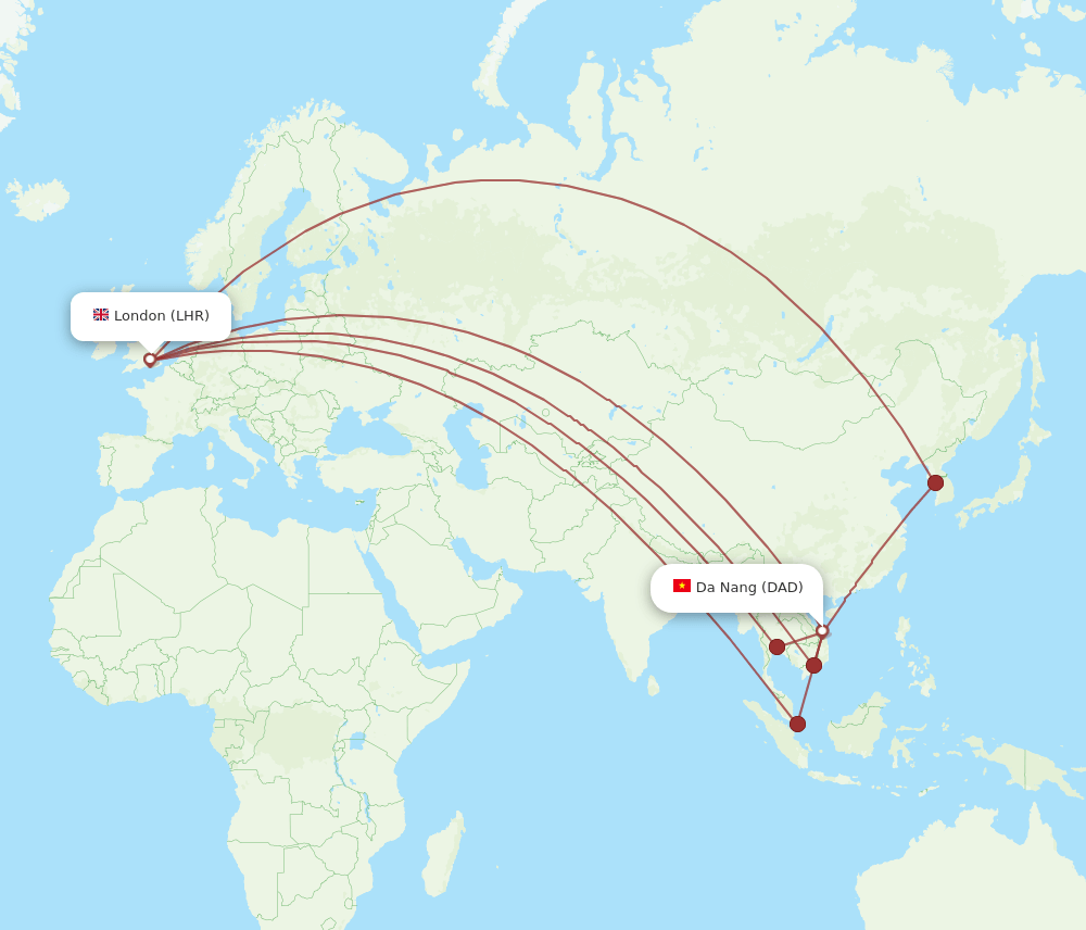 LHR-DAD flight routes