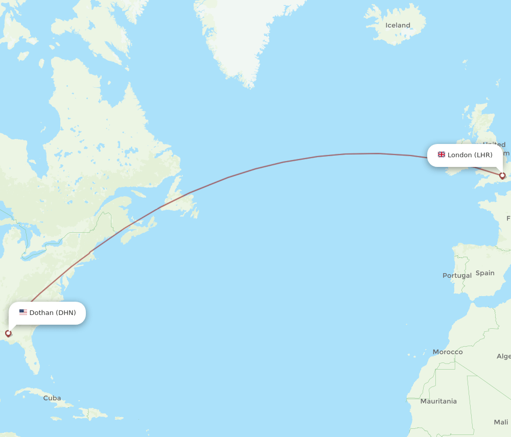 LHR-DHN flight routes