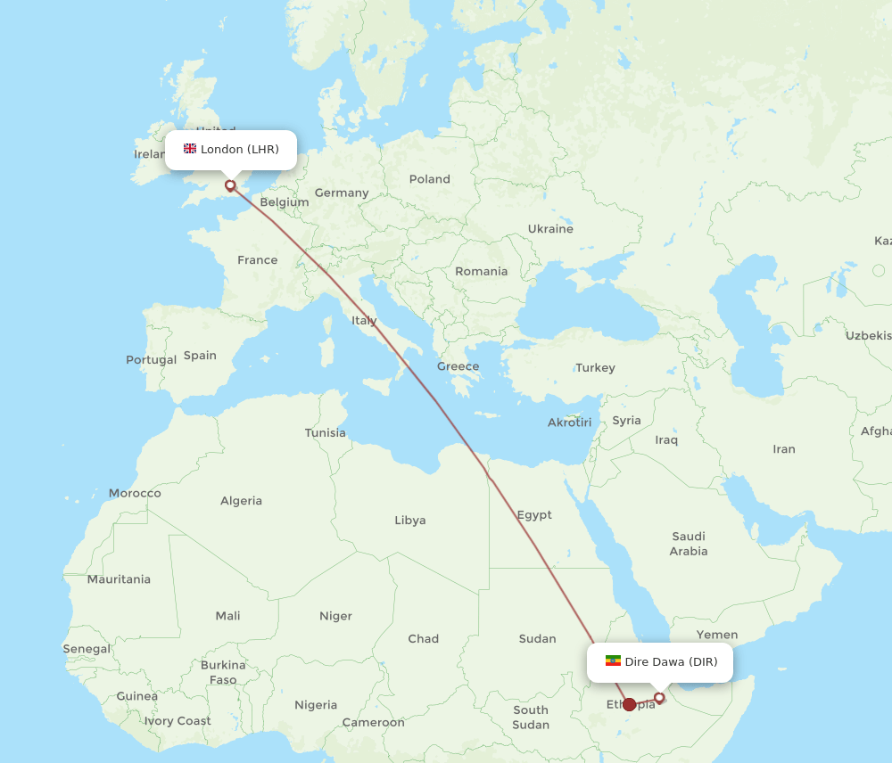 LHR-DIR flight routes