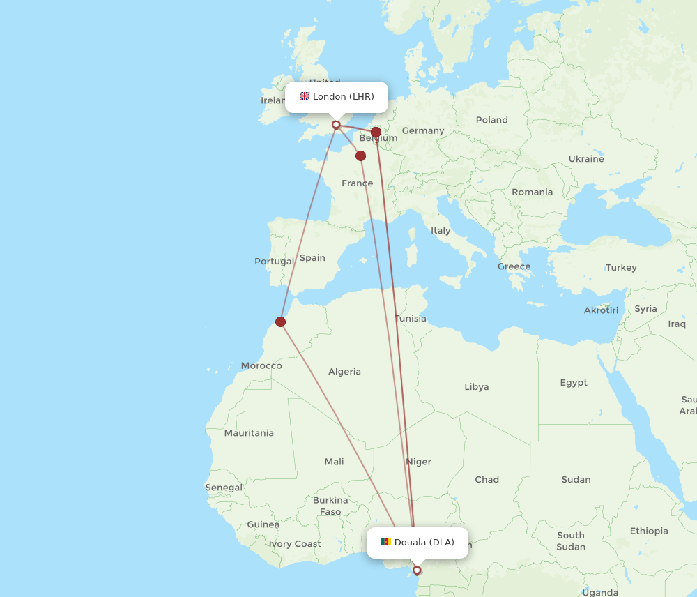 LHR-DLA flight routes
