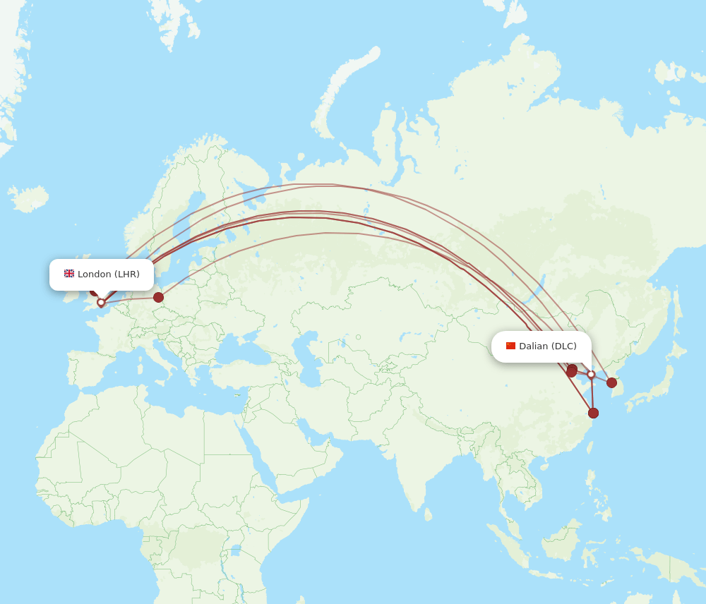LHR-DLC flight routes
