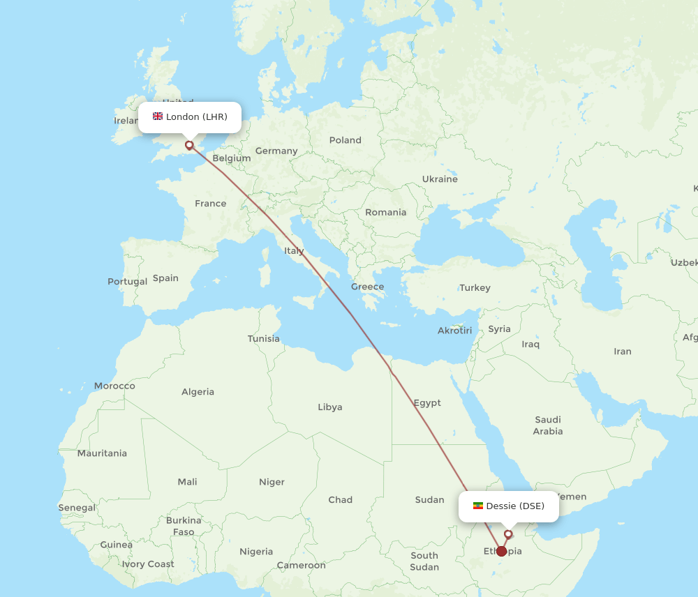 LHR-DSE flight routes