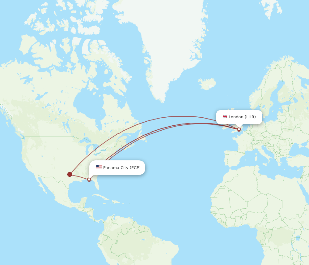 LHR-ECP flight routes