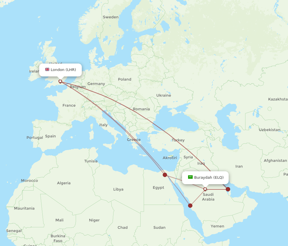 LHR-ELQ flight routes