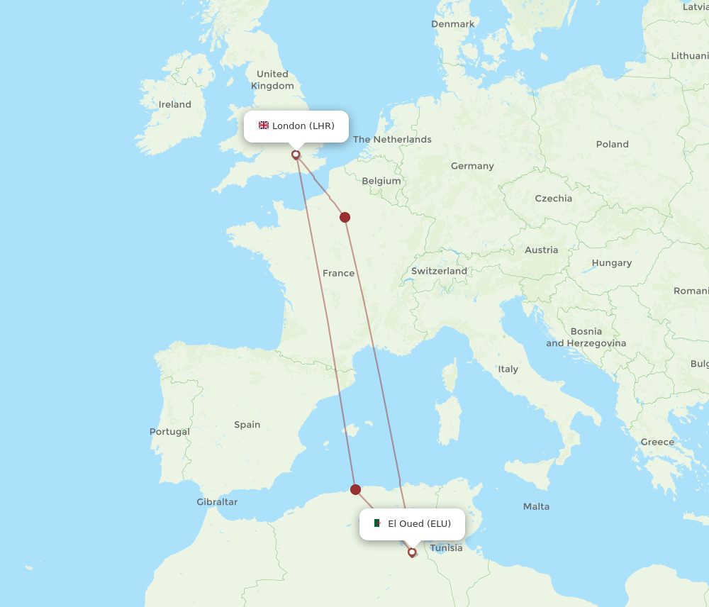LHR-ELU flight routes