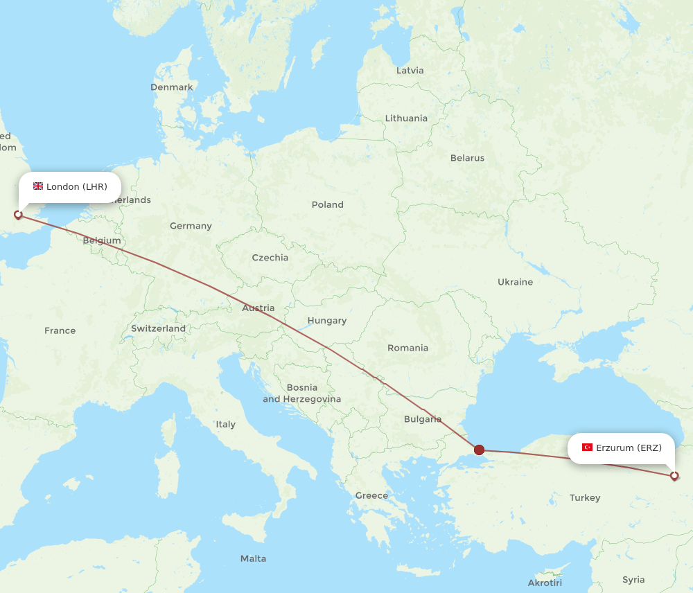 LHR-ERZ flight routes
