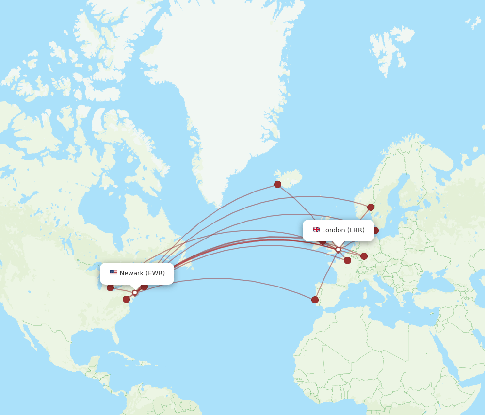 LHR-EWR flight routes
