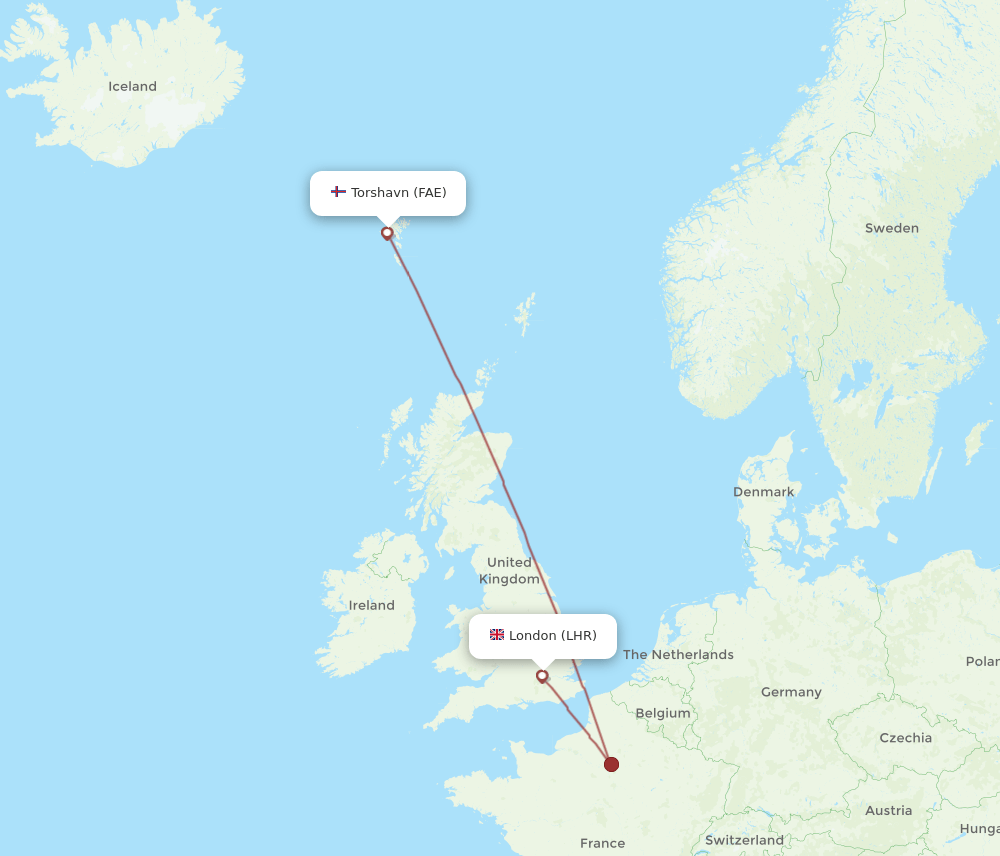 LHR-FAE flight routes