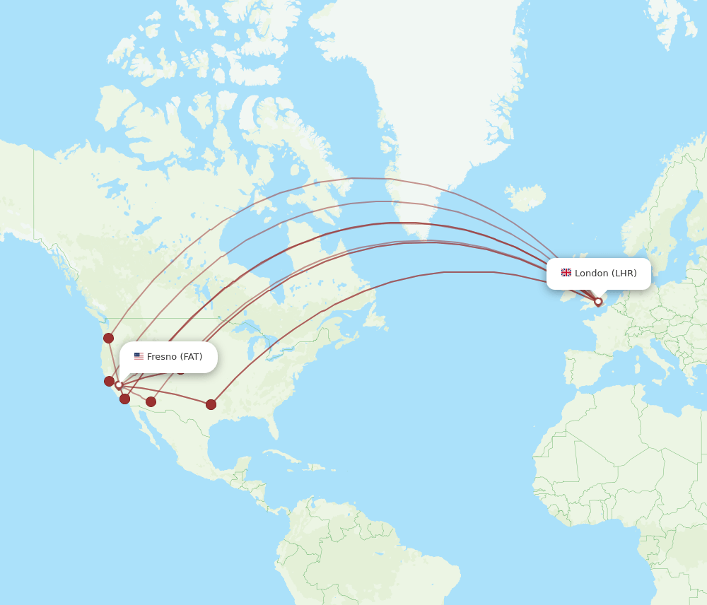 LHR-FAT flight routes