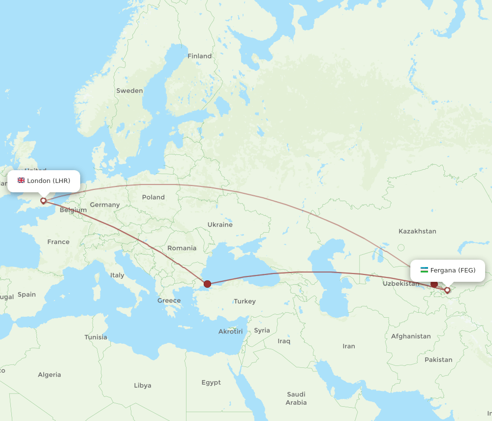 LHR-FEG flight routes