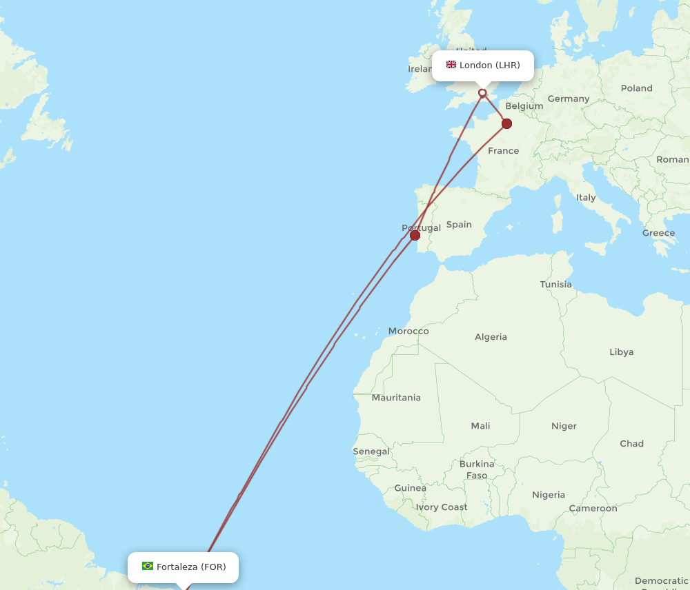 LHR-FOR flight routes