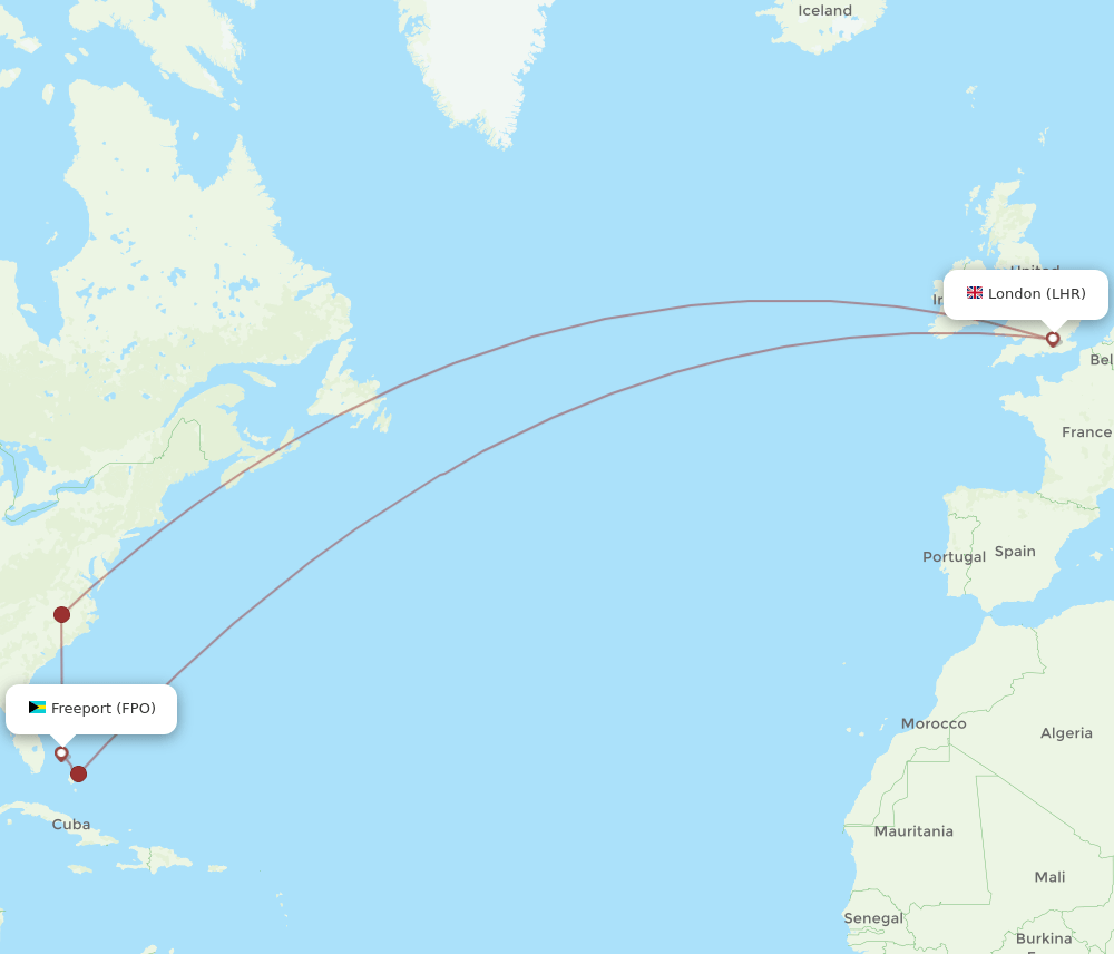 LHR to FPO flights and routes map