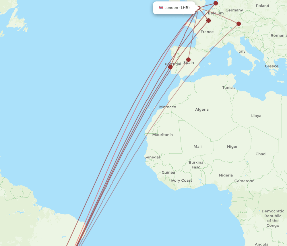 LHR-GIG flight routes