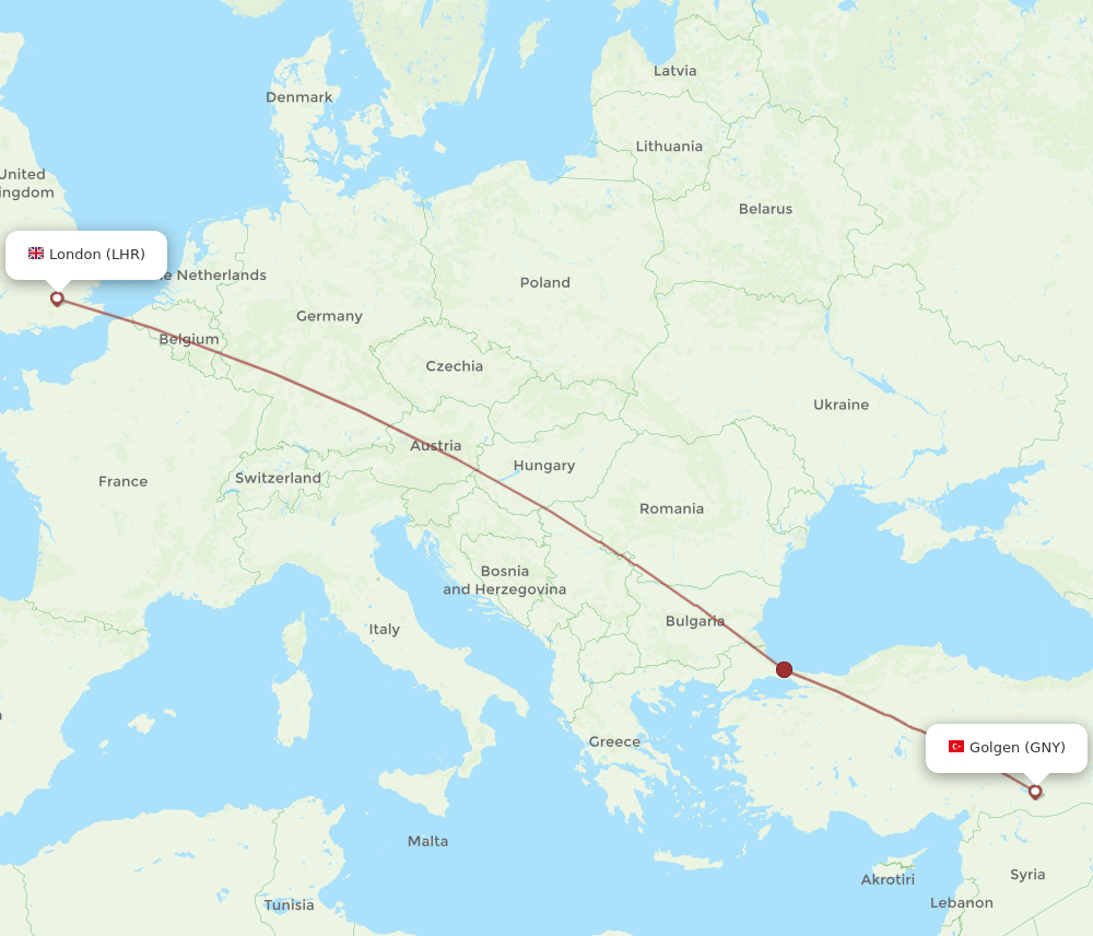 LHR-GNY flight routes