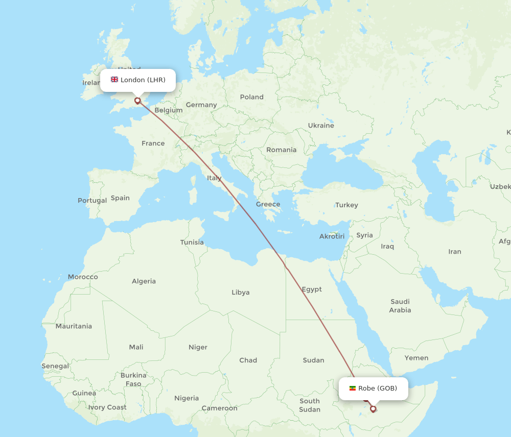 LHR-GOB flight routes