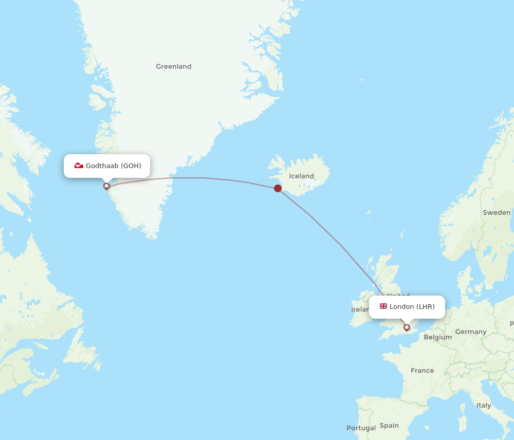 LHR-GOH flight routes