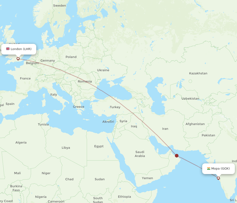 LHR-GOX flight routes