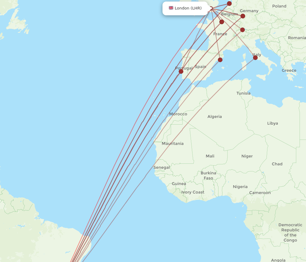 LHR-GRU flight routes