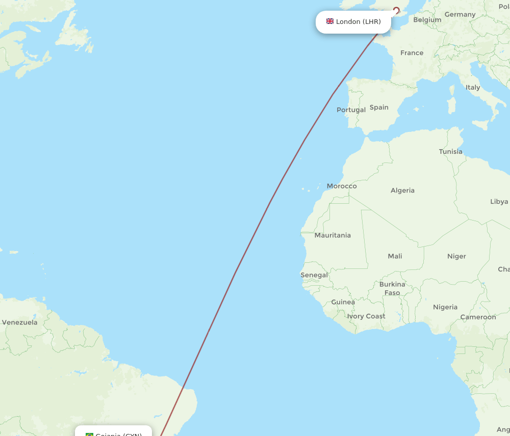 LHR-GYN flight routes
