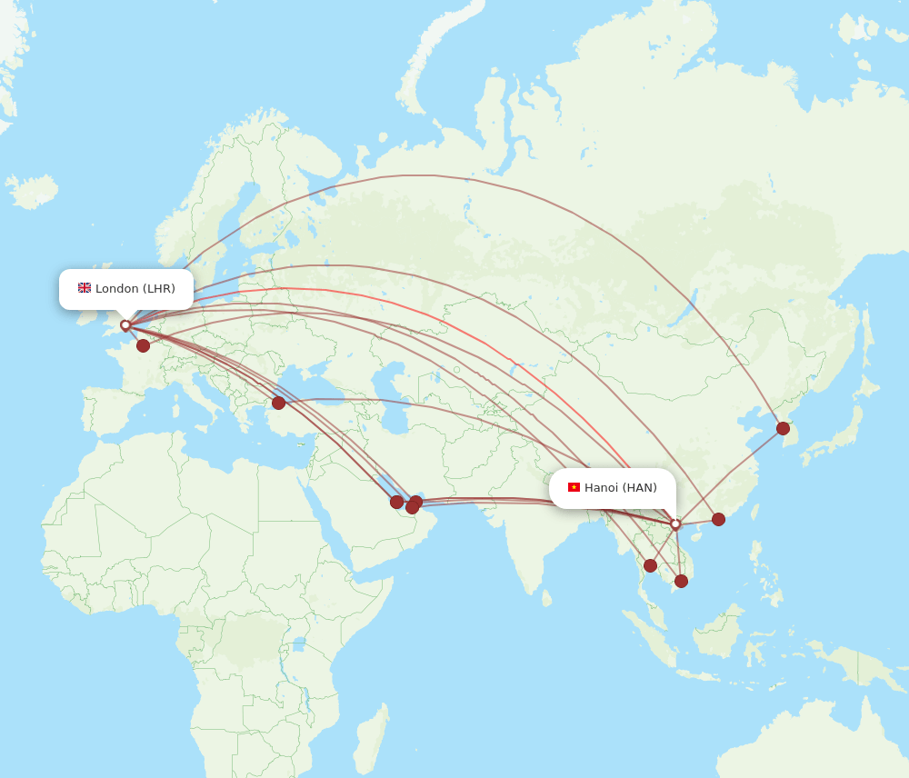 LHR-HAN flight routes