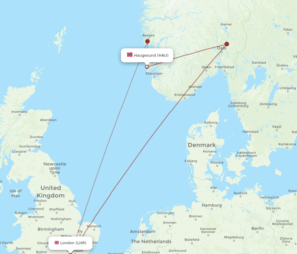 LHR-HAU flight routes