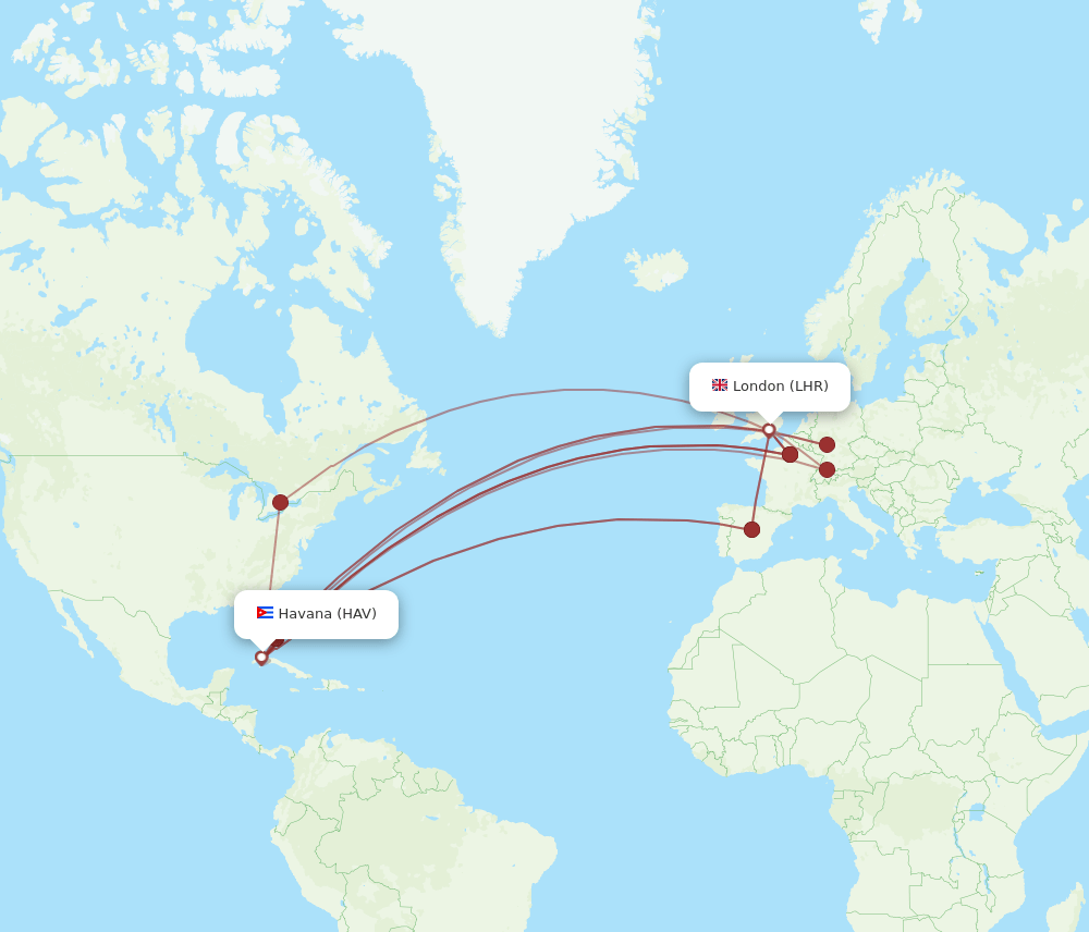 LHR-HAV flight routes