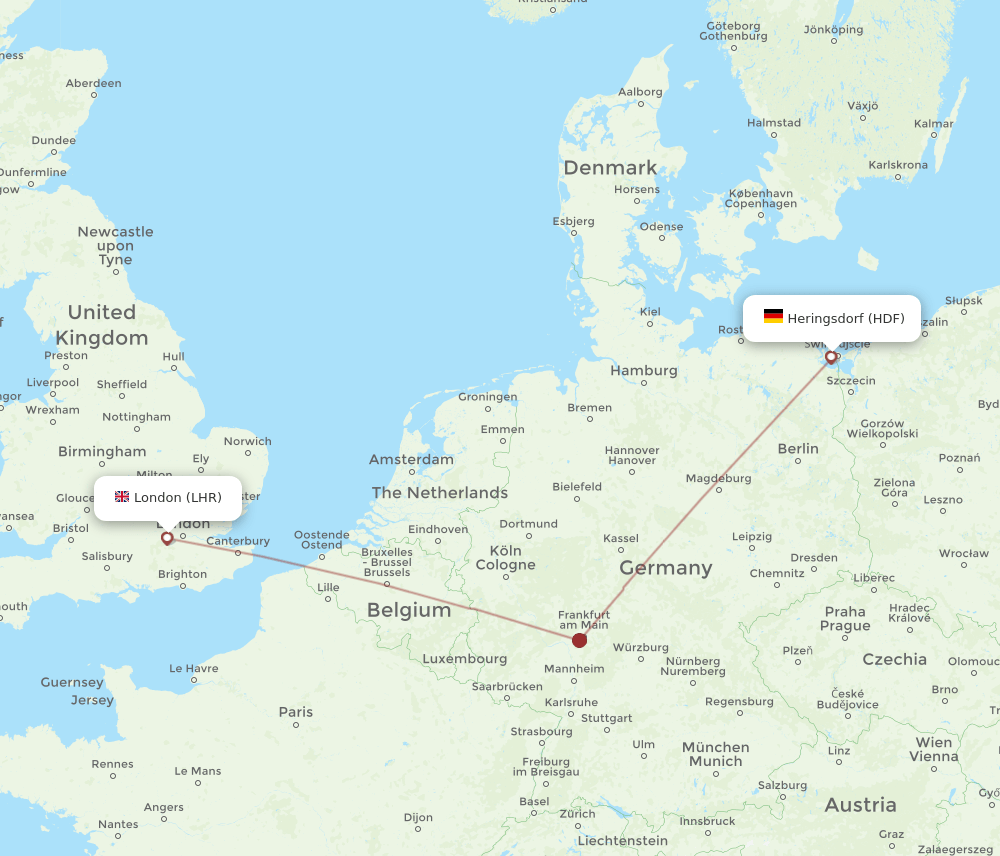 LHR-HDF flight routes