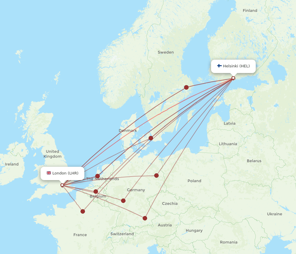 LHR-HEL flight routes