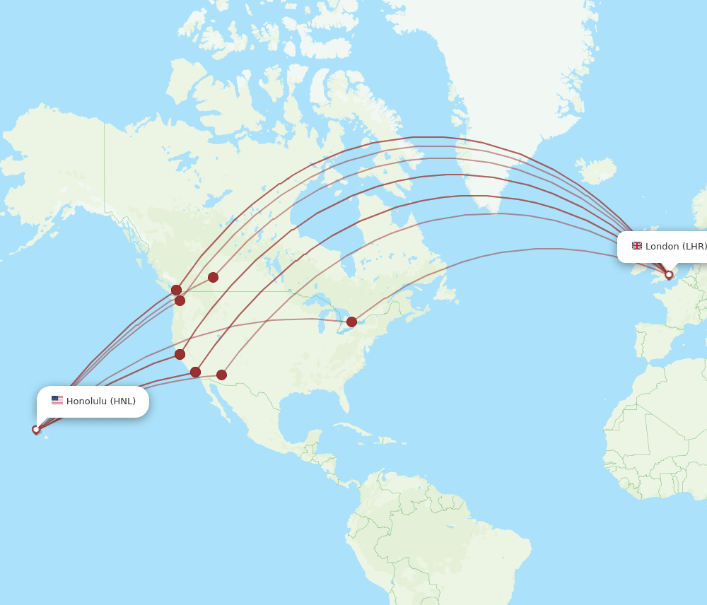 LHR-HNL flight routes