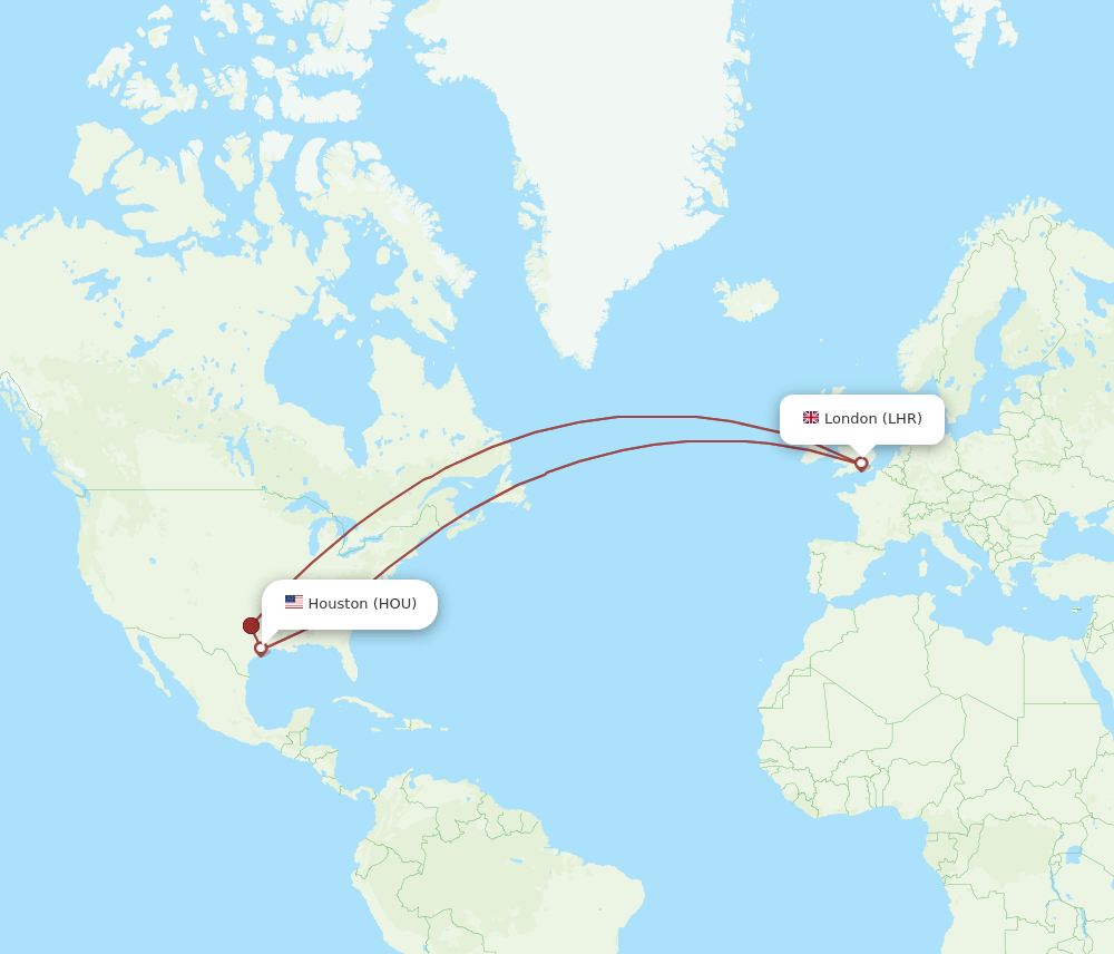 LHR-HOU flight routes