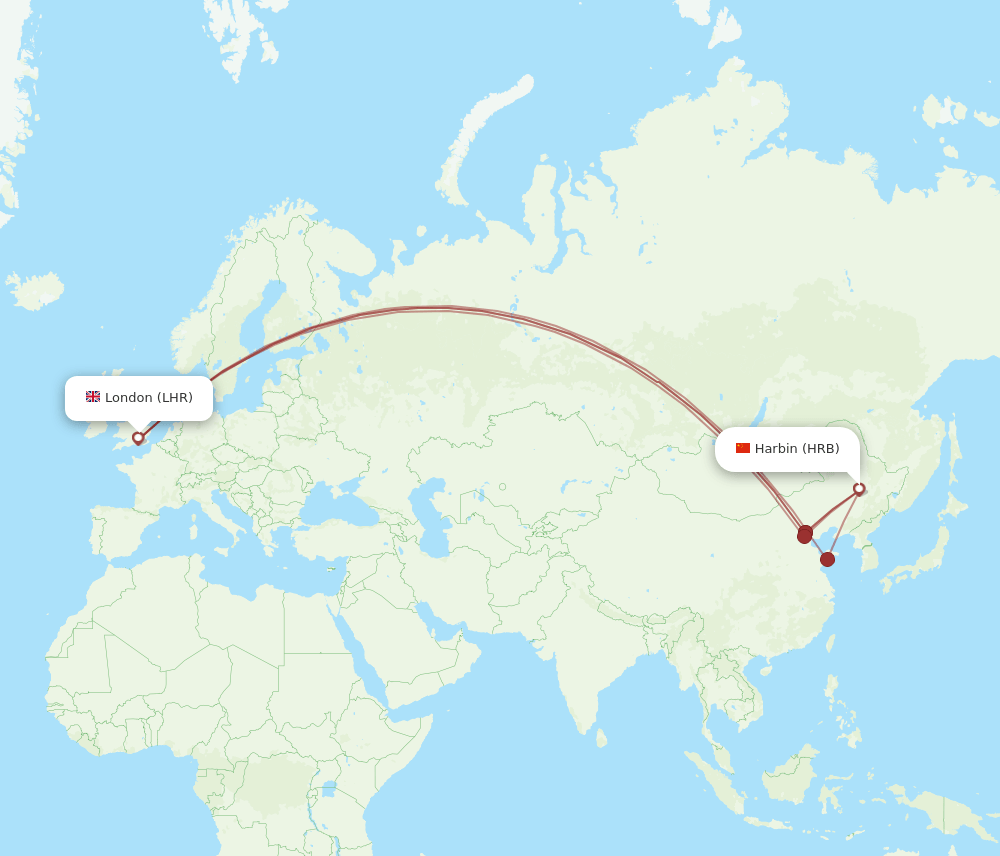 LHR to HRB flights and routes map