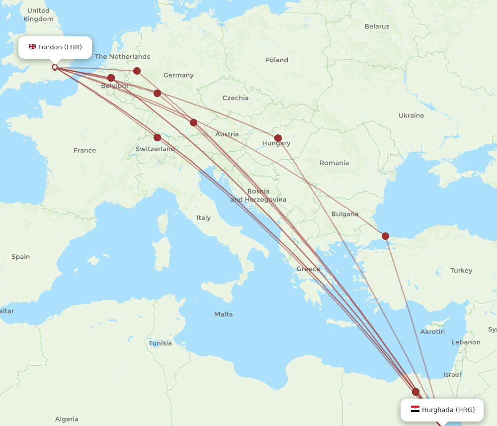LHR-HRG flight routes