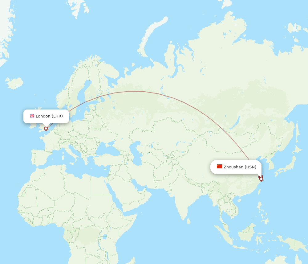 LHR to HSN flights and routes map