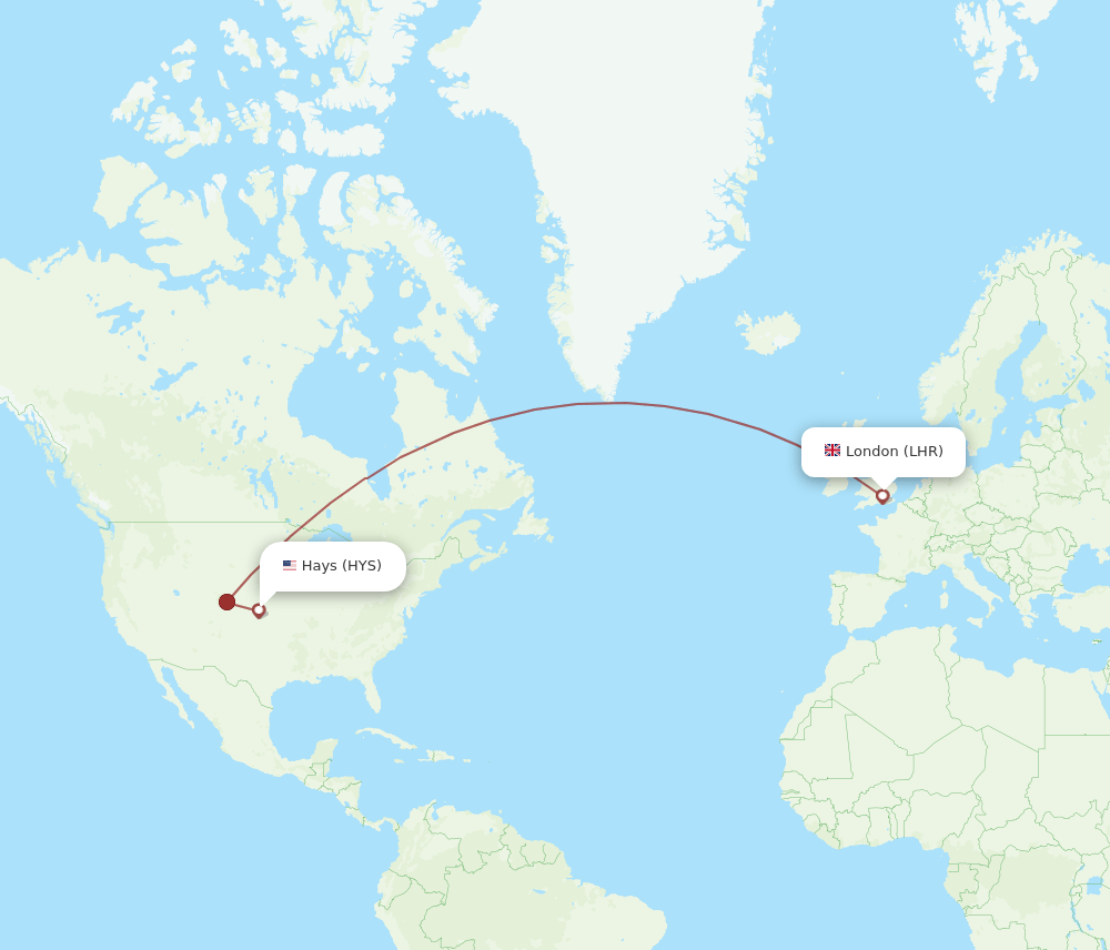 LHR-HYS flight routes