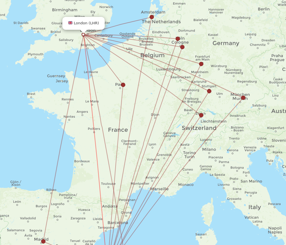 LHR to IBZ flights and routes map