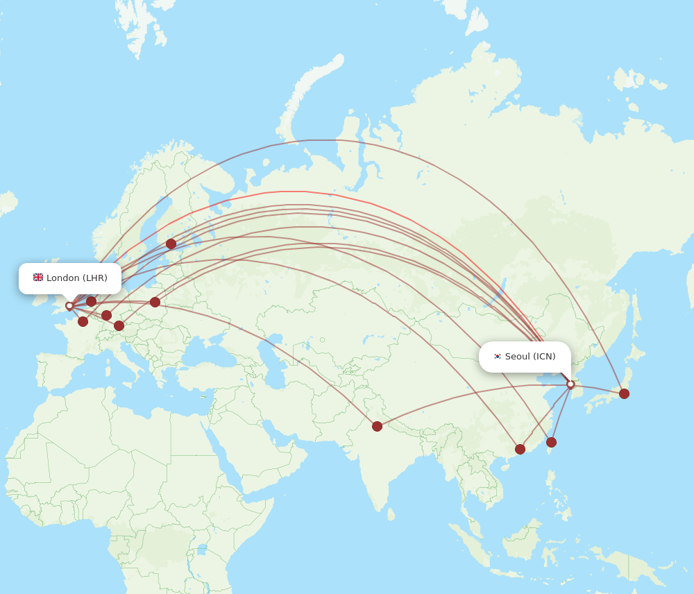 LHR-ICN flight routes