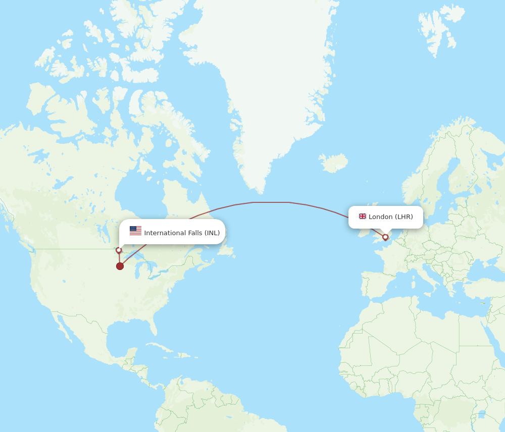 LHR to INL flights and routes map
