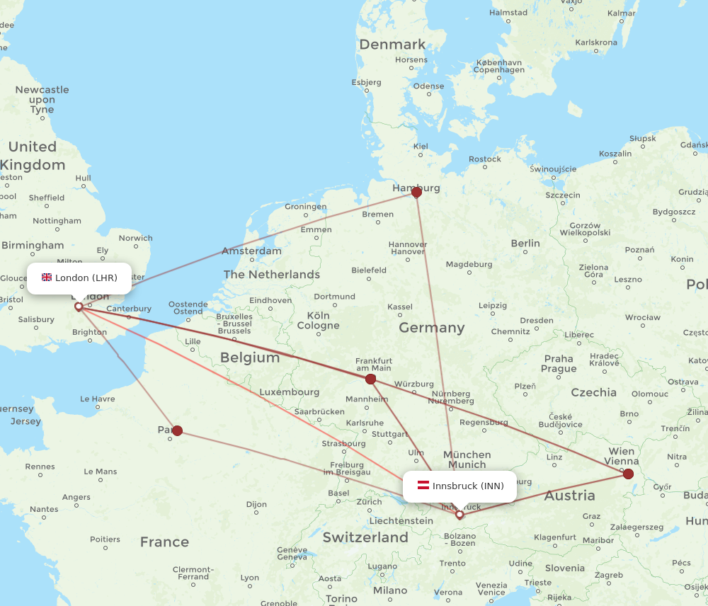 LHR to INN flights and routes map