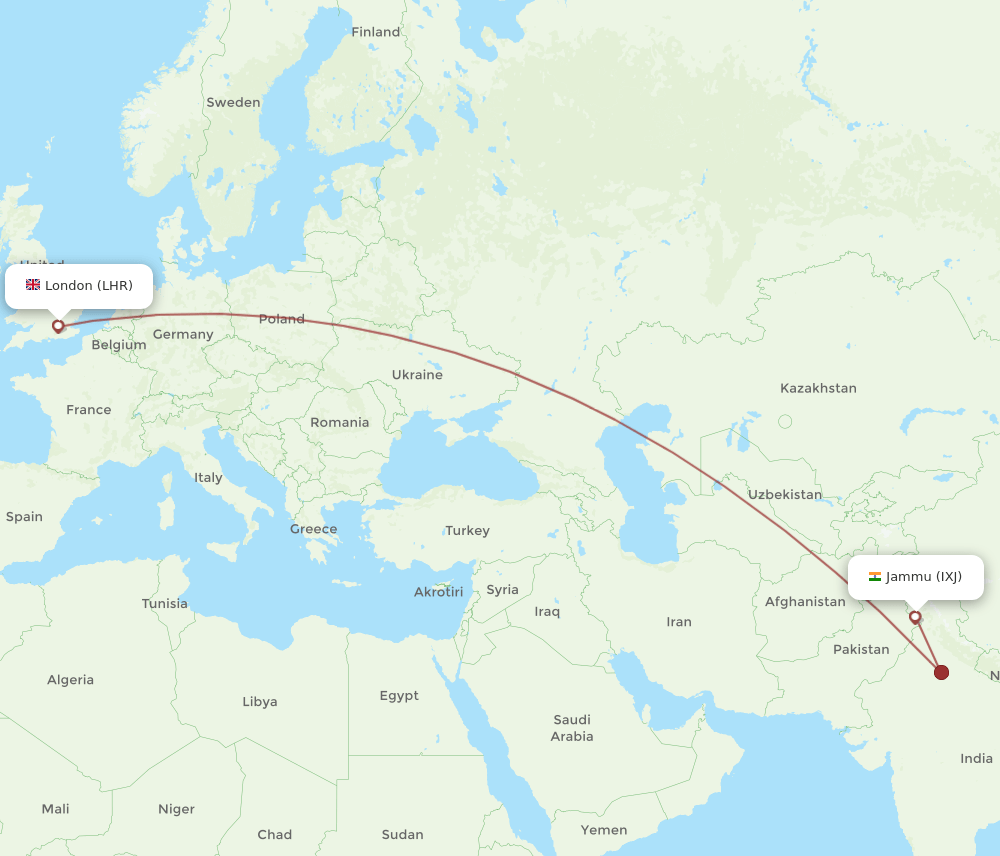 LHR-IXJ flight routes
