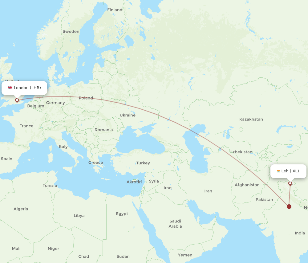 LHR-IXL flight routes