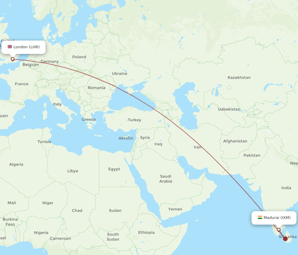LHR-IXM flight routes
