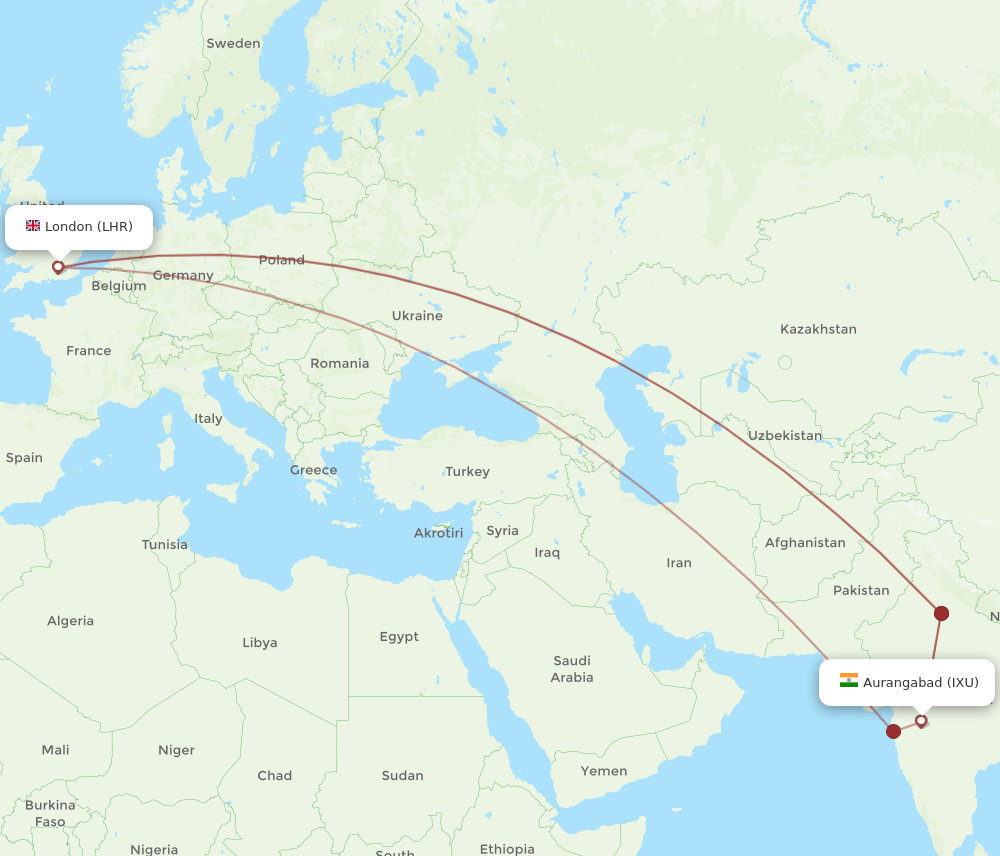 LHR-IXU flight routes