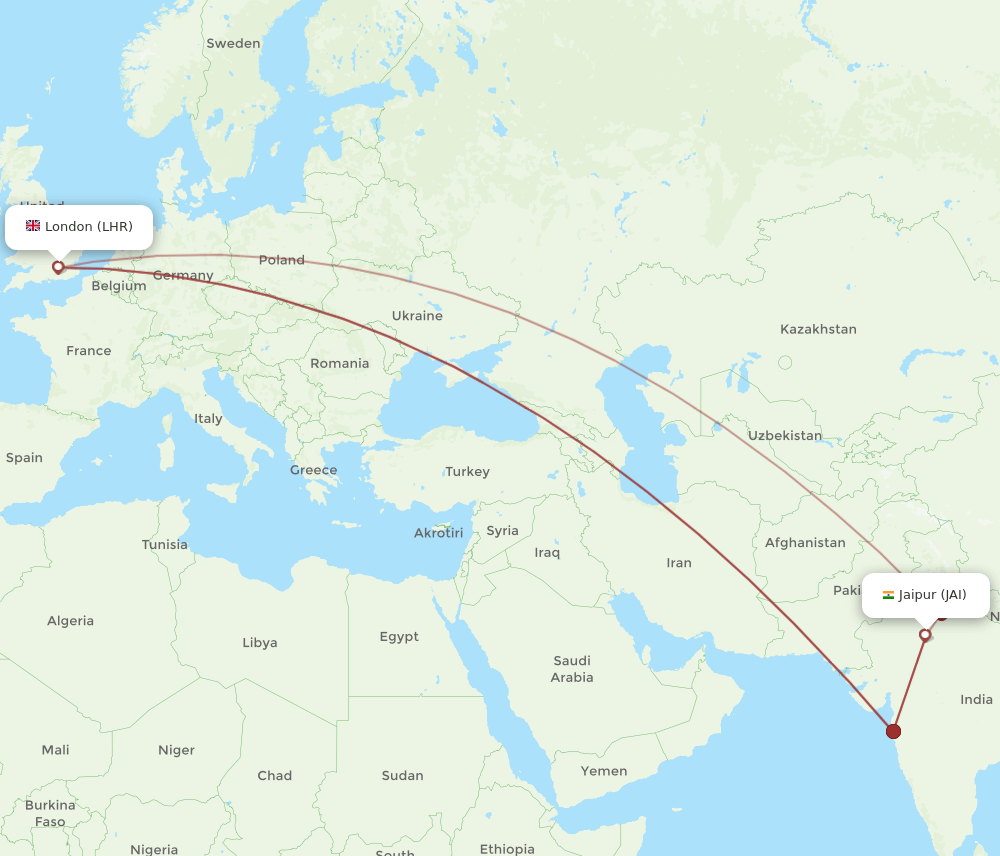 LHR-JAI flight routes