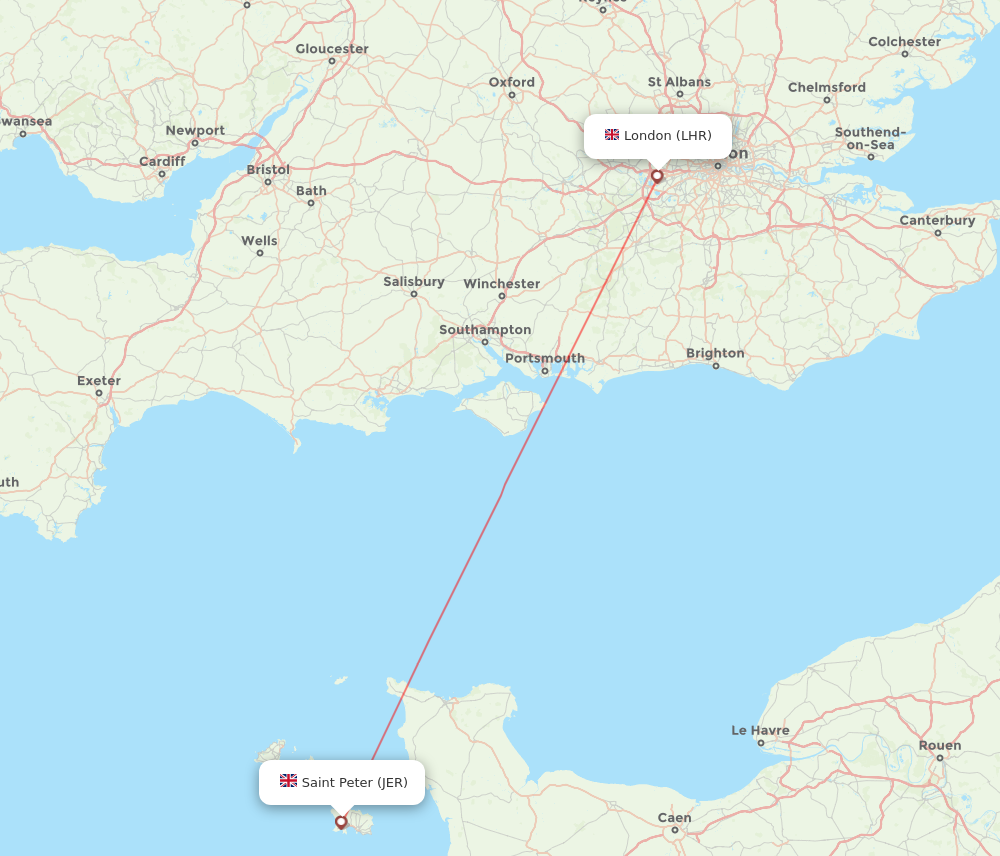 LHR to JER flights and routes map