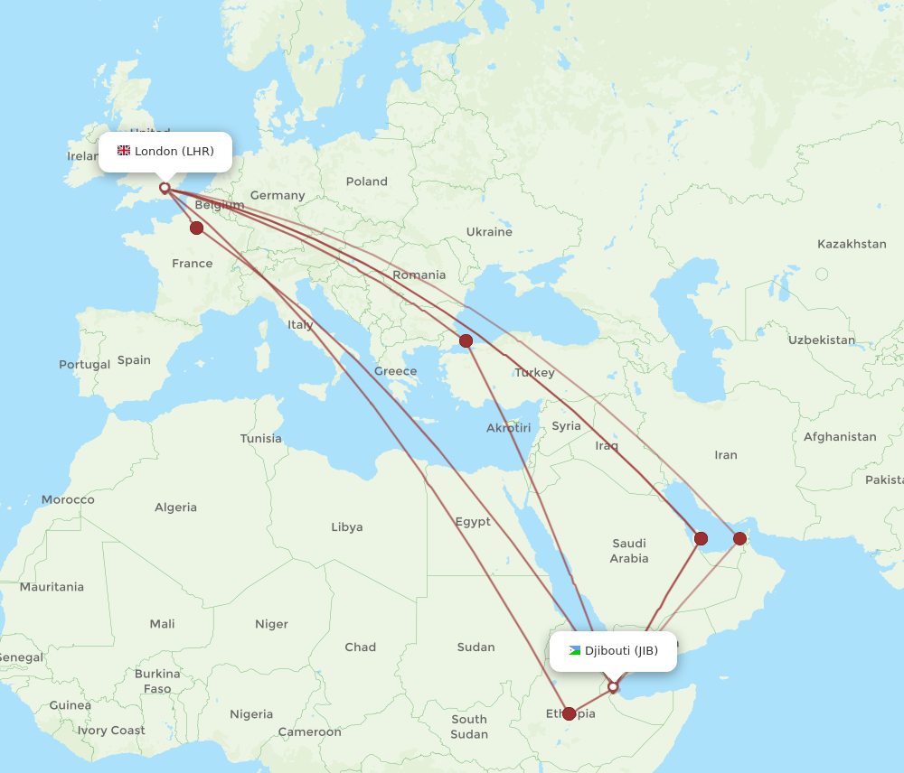 LHR-JIB flight routes