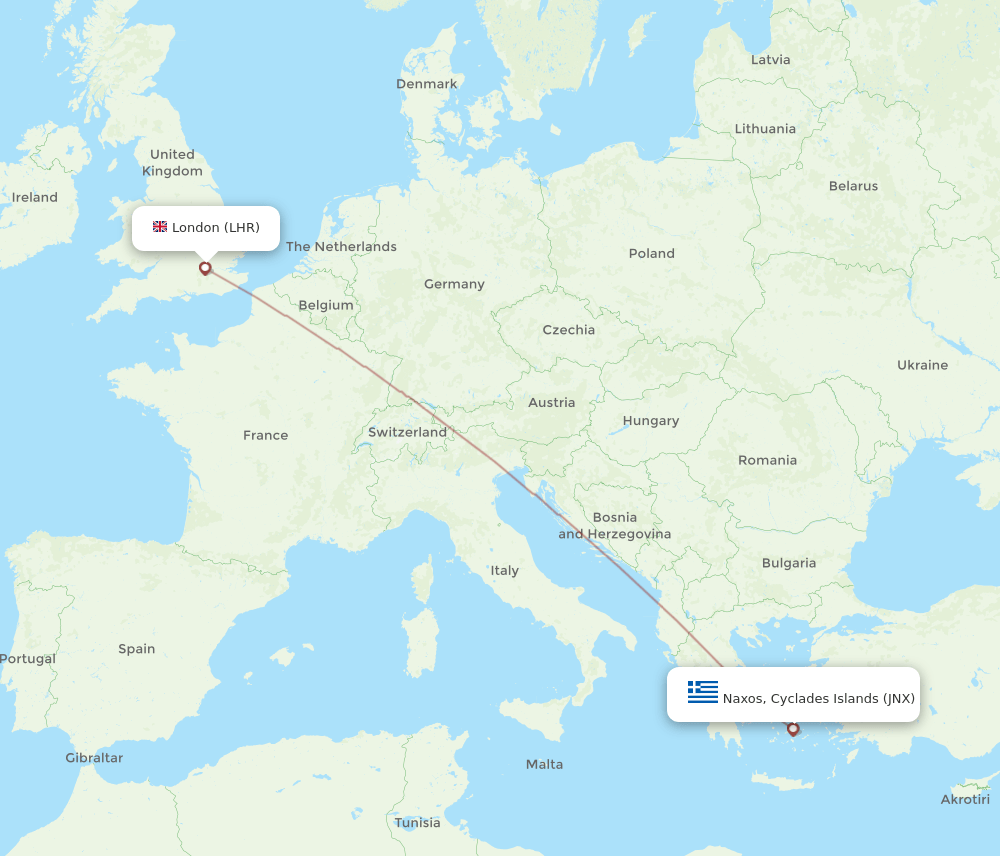 LHR-JNX flight routes