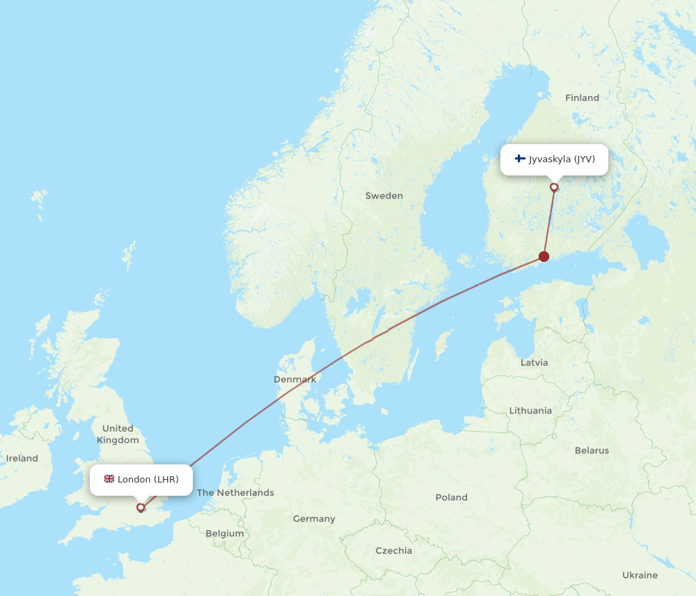 LHR-JYV flight routes