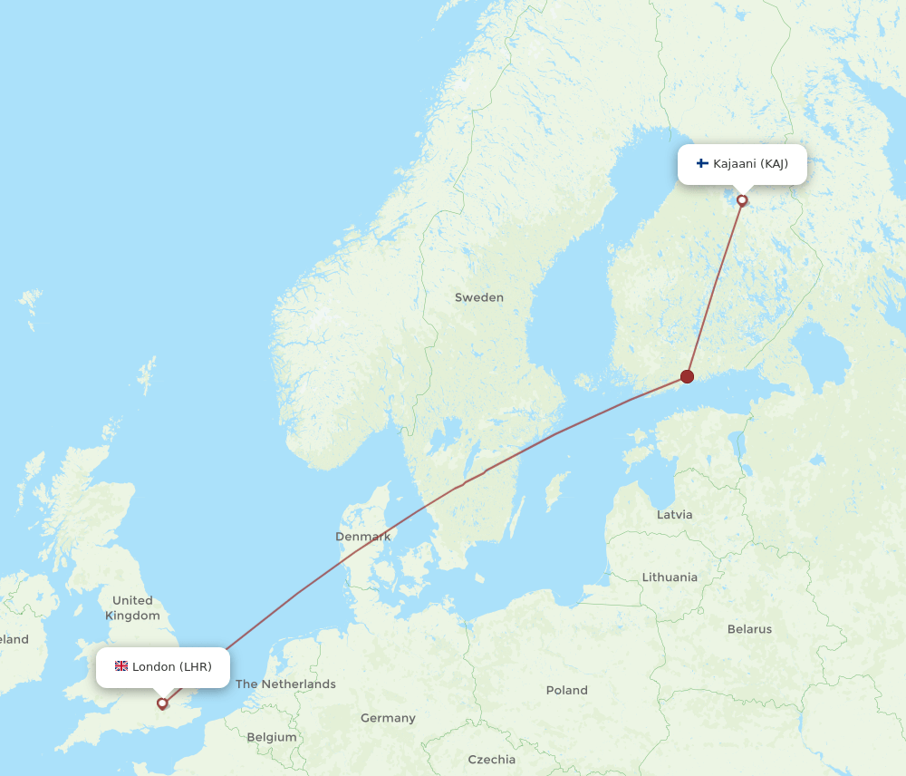 LHR-KAJ flight routes