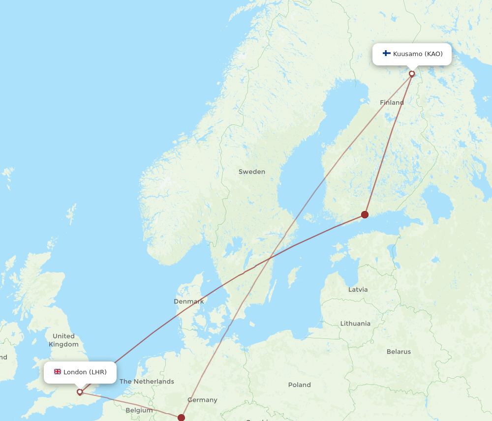 LHR-KAO flight routes